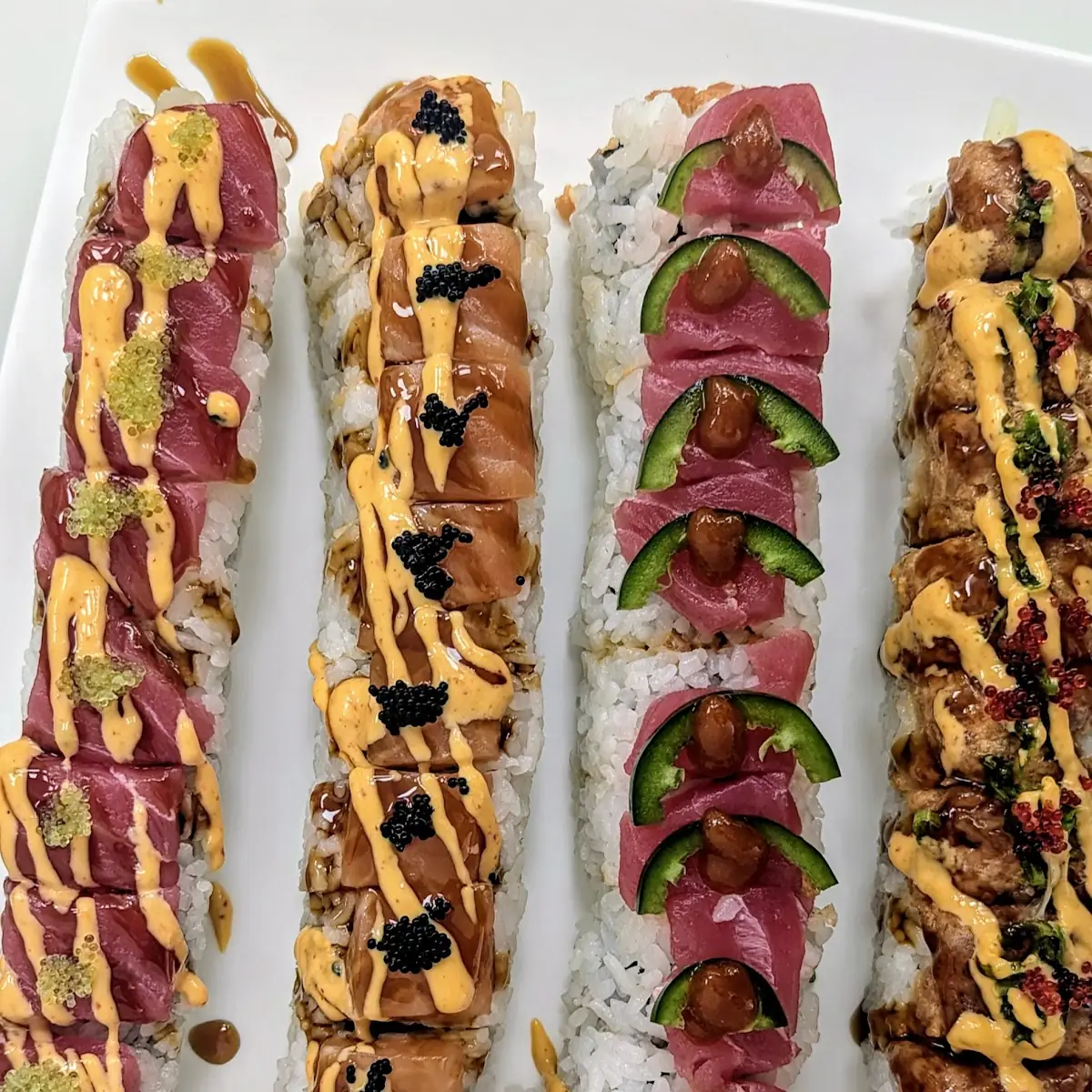 Sushi Rolls with Various Toppings