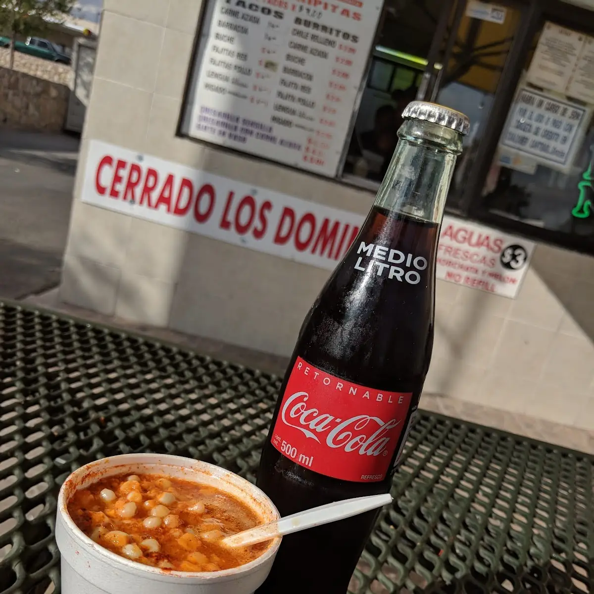 Elote En Vaso and Coke