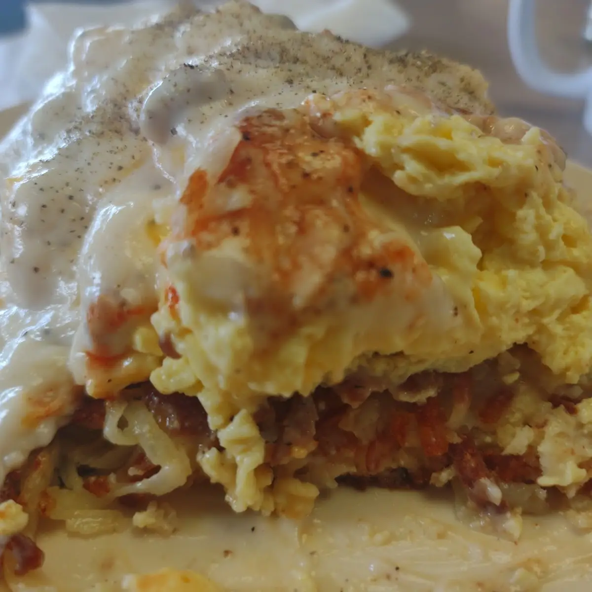 Stacked Breakfast with Hot Sauce