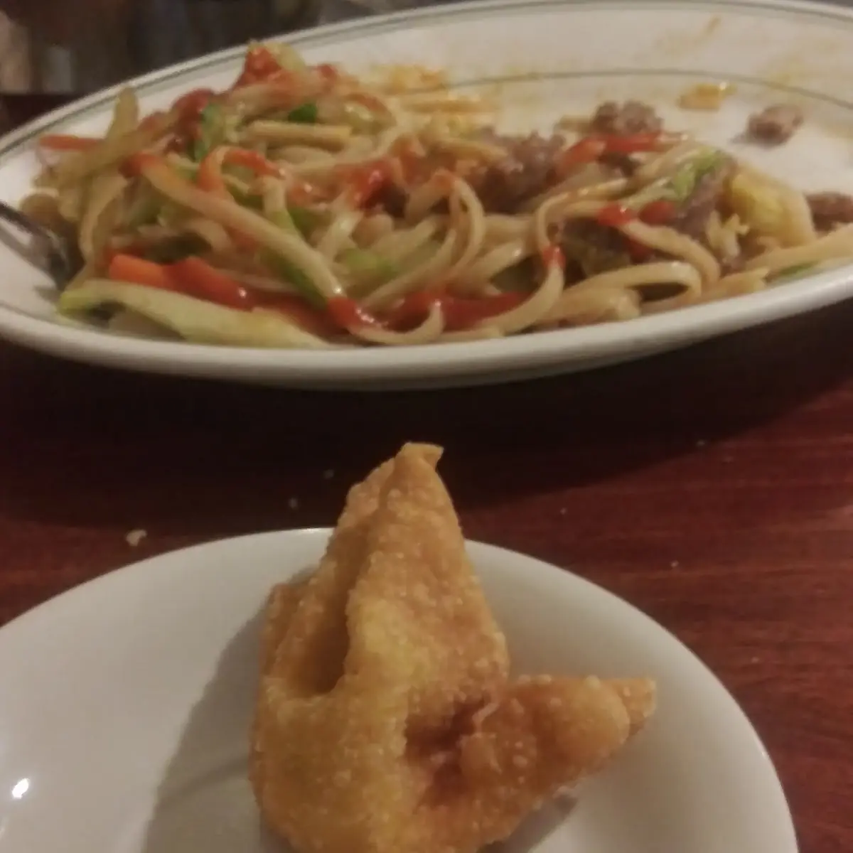 Combination Lo Mein and Rangoon