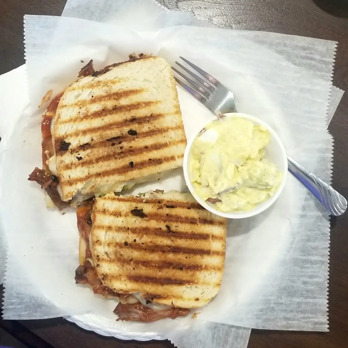 BBQ Pulled Pork Panini and Potato Salad