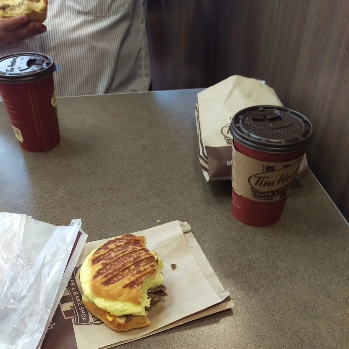 Steak Egg and Cheese on a Biscuit