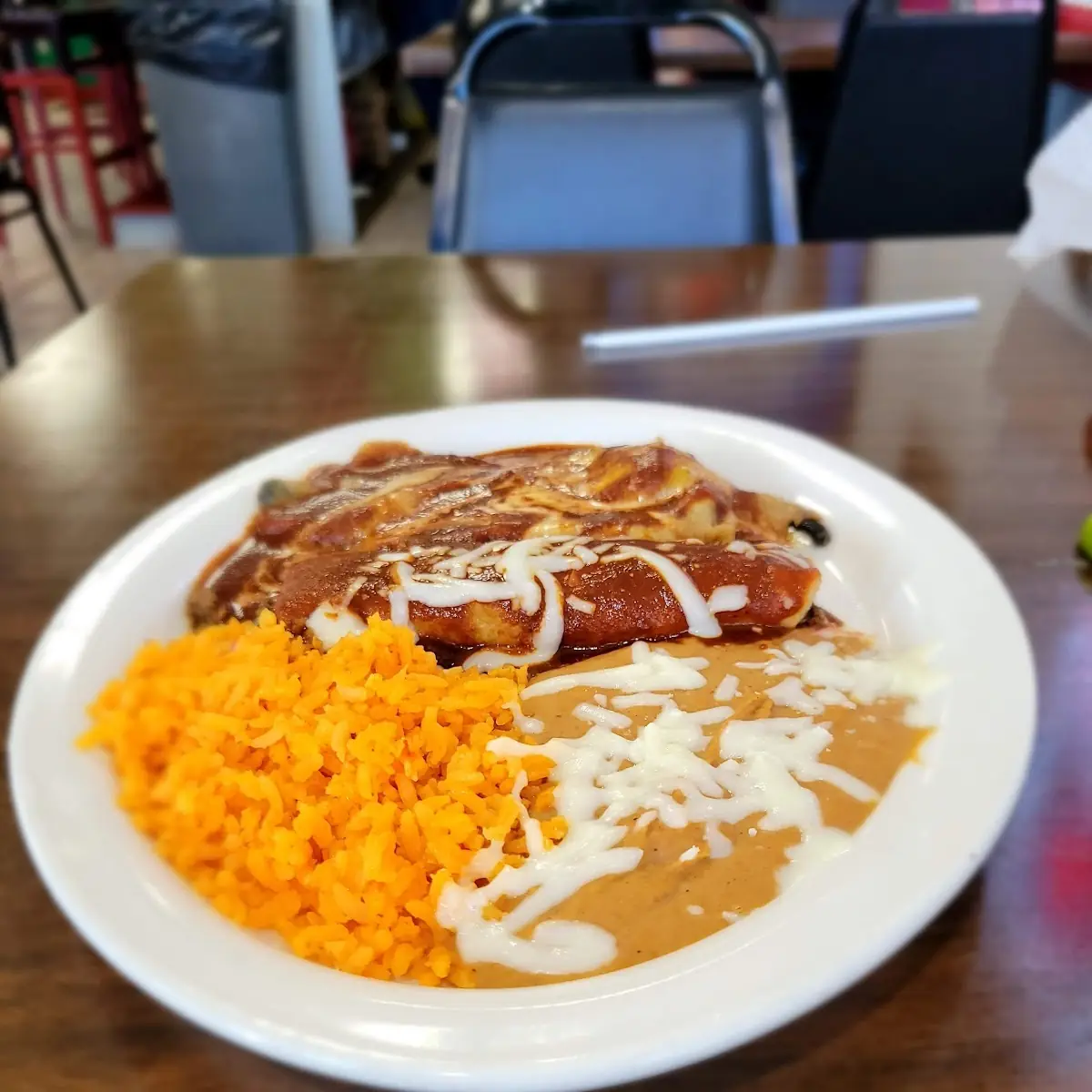 Enchilada Chili Relleno Rice and Beans