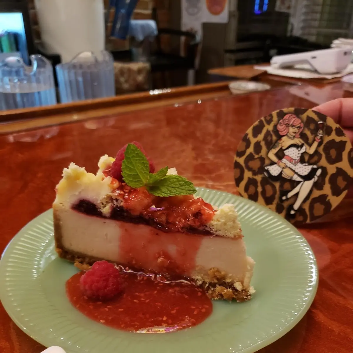 Raspberry Doughnut Cheesecake Slice