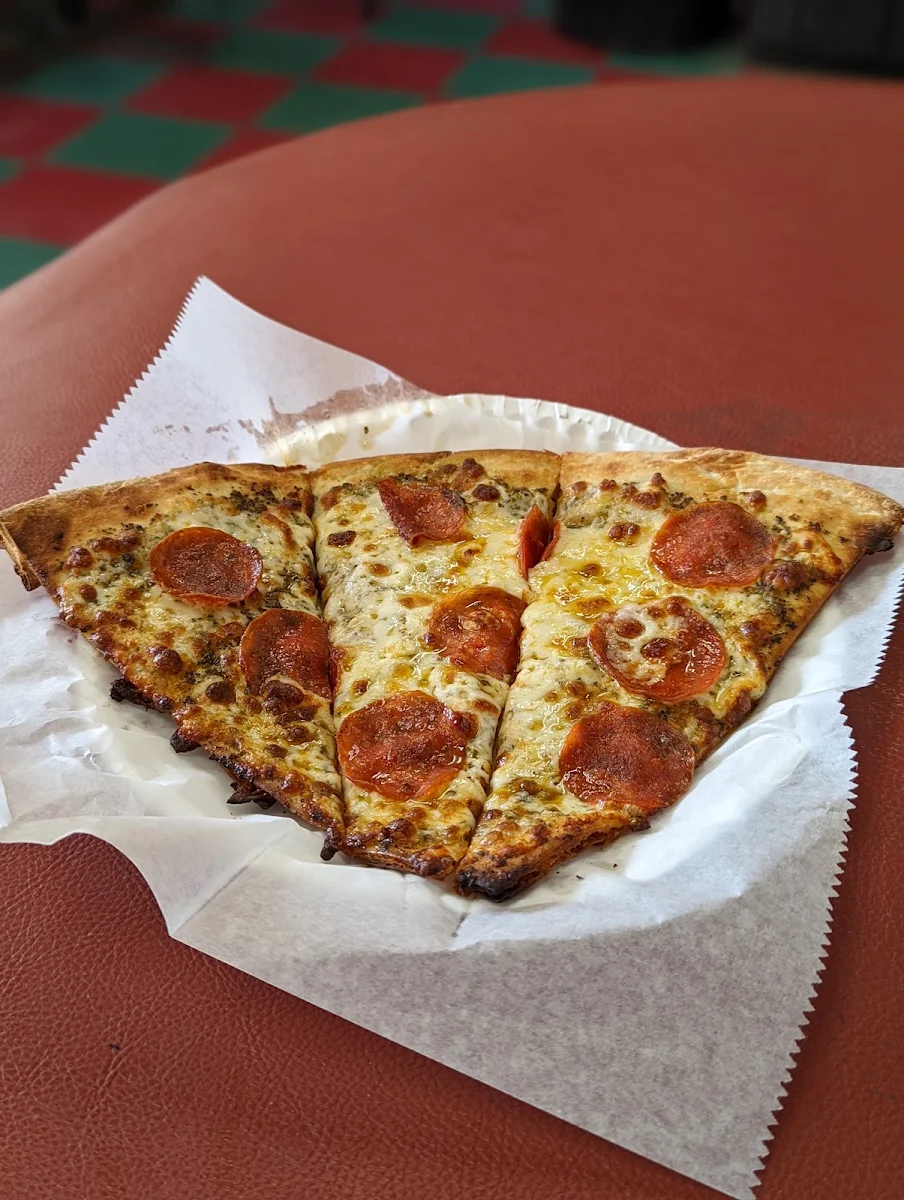 Pepperoni Pizza Slice with Pesto