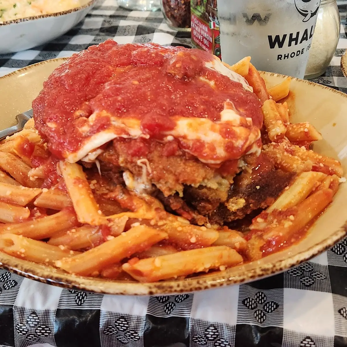 Eggplant Parmesan with Penne