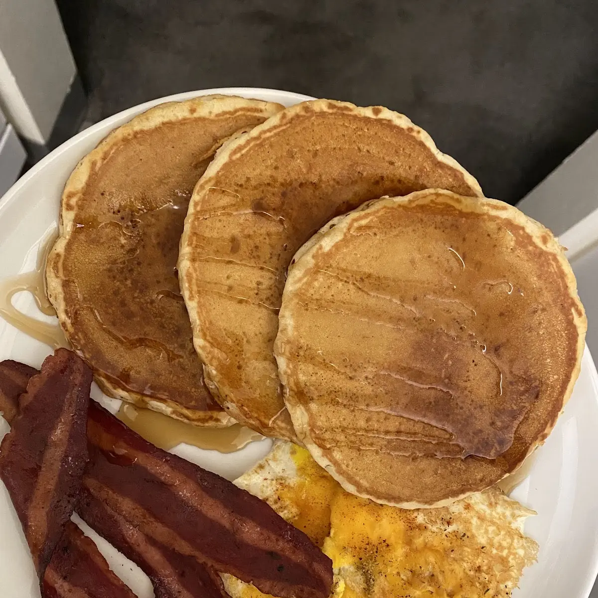 *Buttermilk* PANCAKES (3), 2 Eggs & 3 TURKEY Bacon