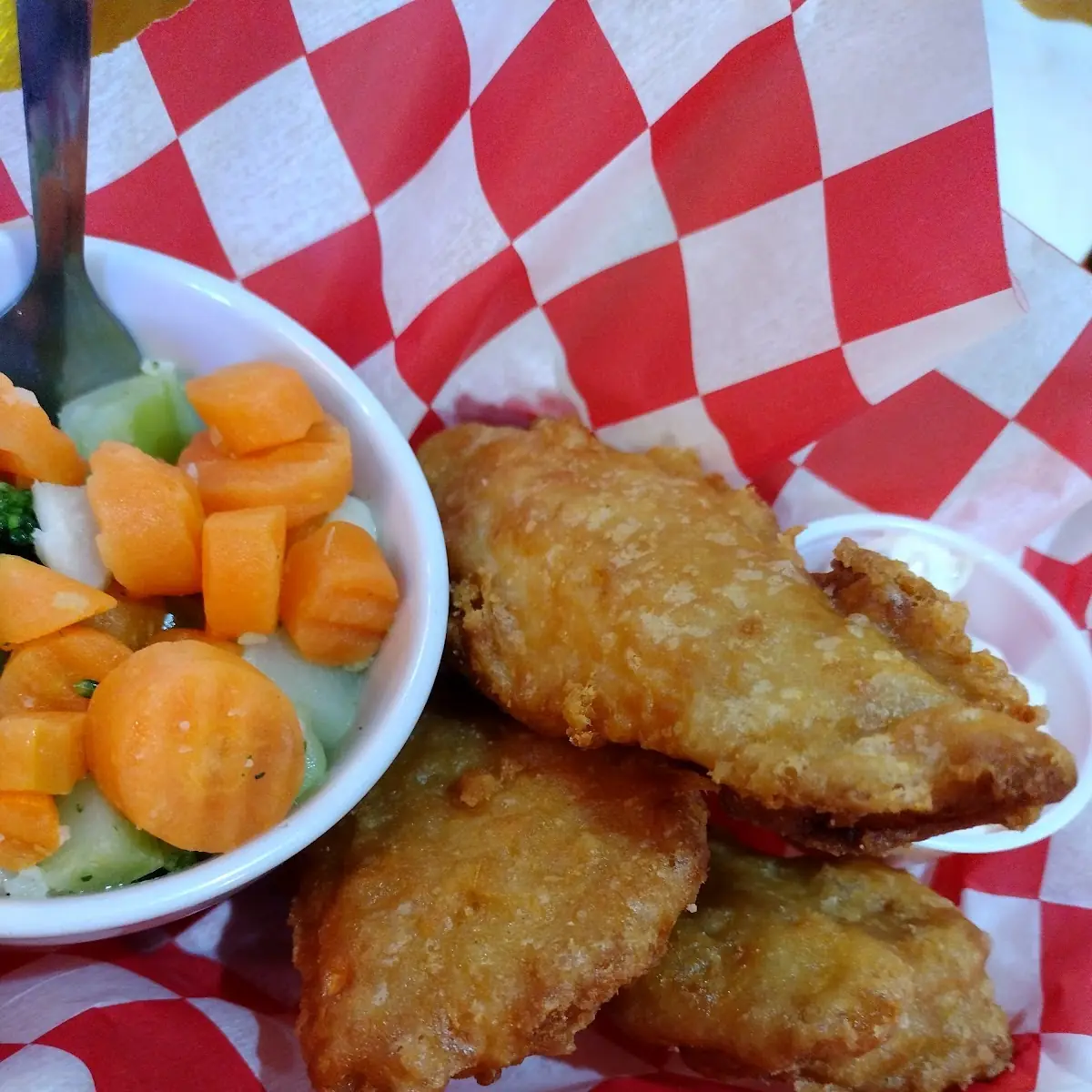 Small Fried Fish and Veggies