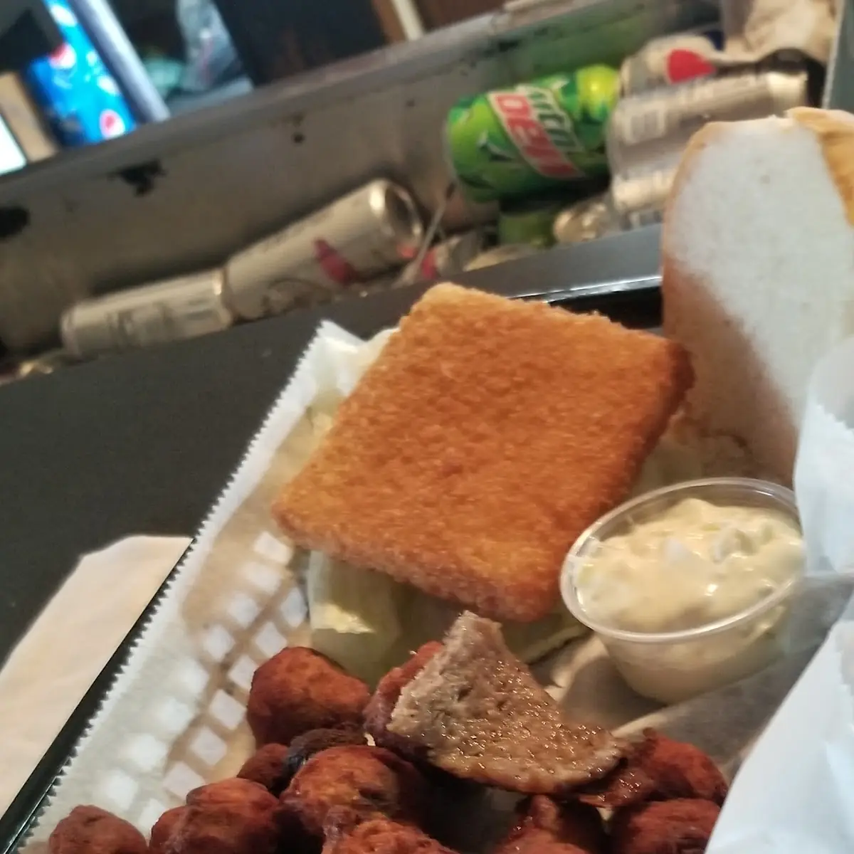 Fish Sammy and Deep Fried Mushrooms