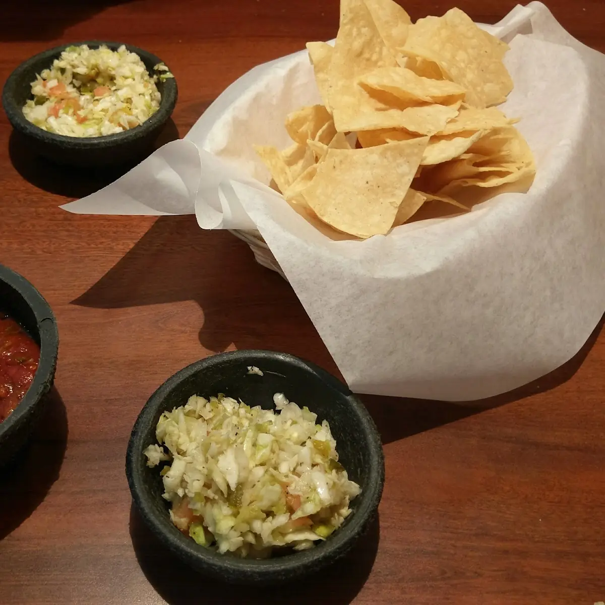 Chips Salsa and Cabbage