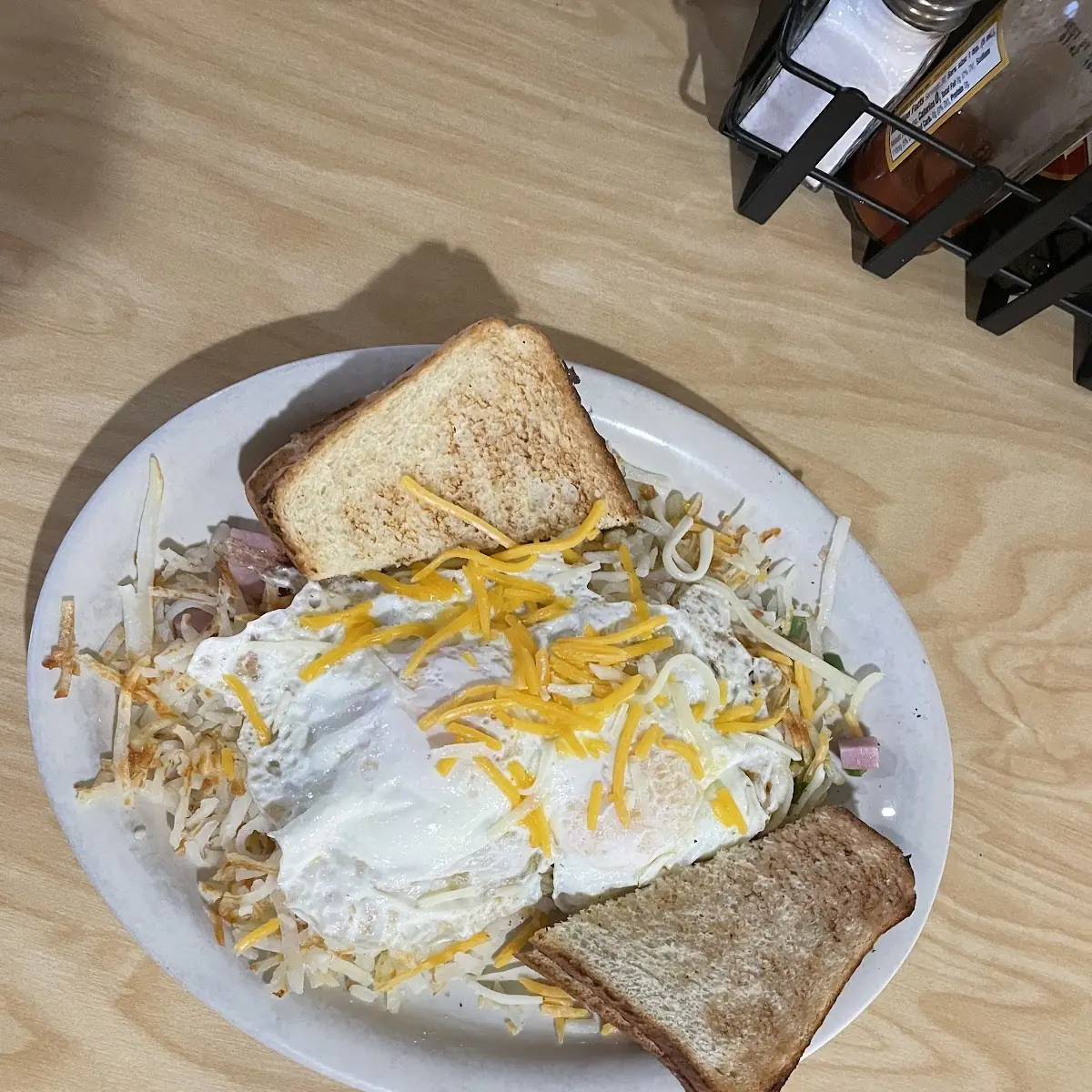 Hash Browns and Cheese Served with Toast