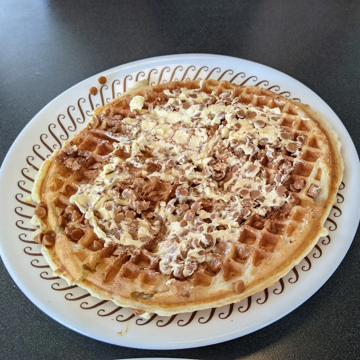 Waffle with Peanut Butter Chips and Butter