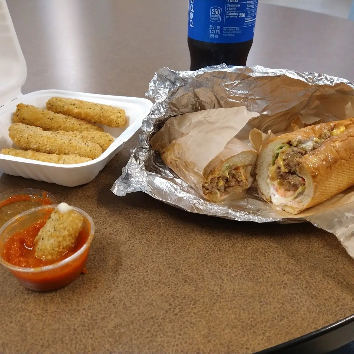 Cheese Steak Sub w Mozzarella Sticks