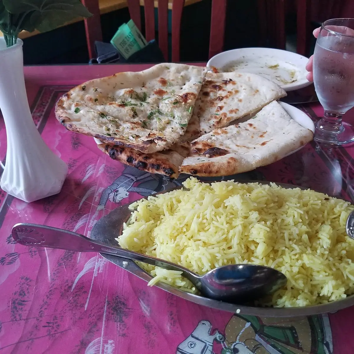 Garlic Naan and Paneer Kulcha and Basmati Rice
