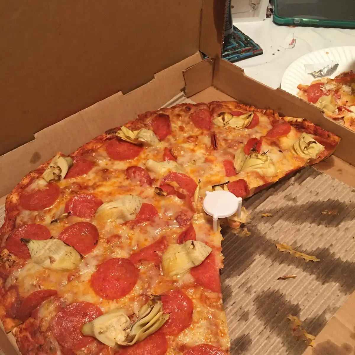 Pepperoni Pizza with Artichokes