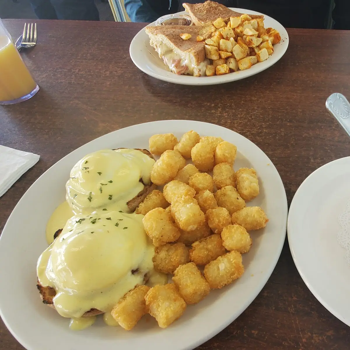 Eggs Benedict and Tater Tots