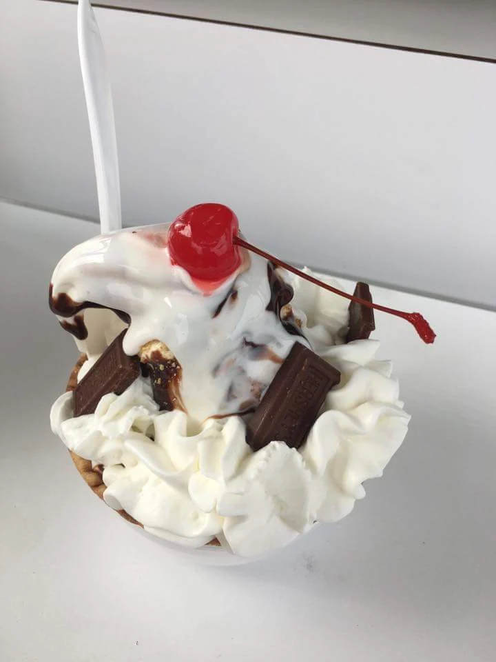 Sundae with Whipped Cream and Cherry
