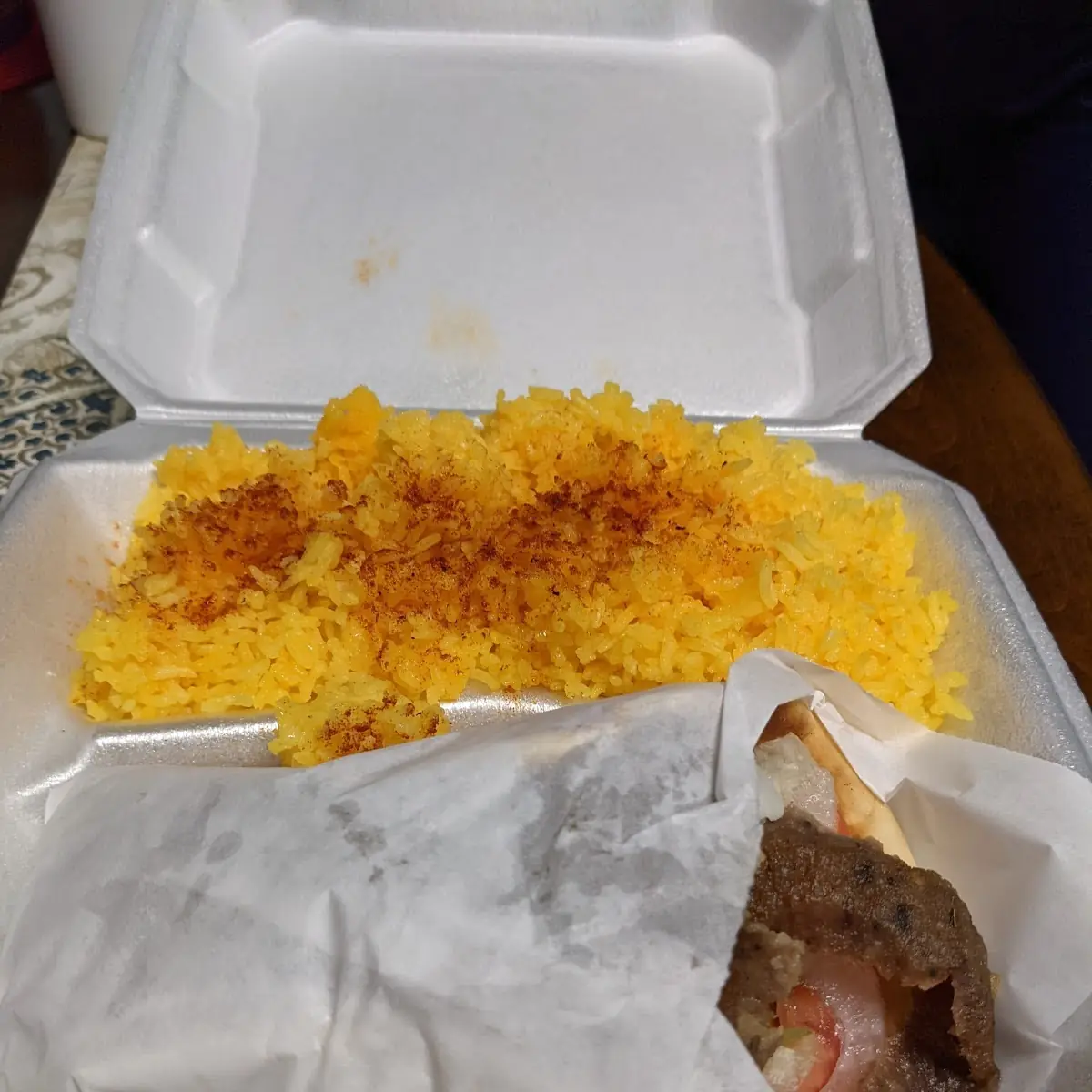 Gyro Sandwich and Rice