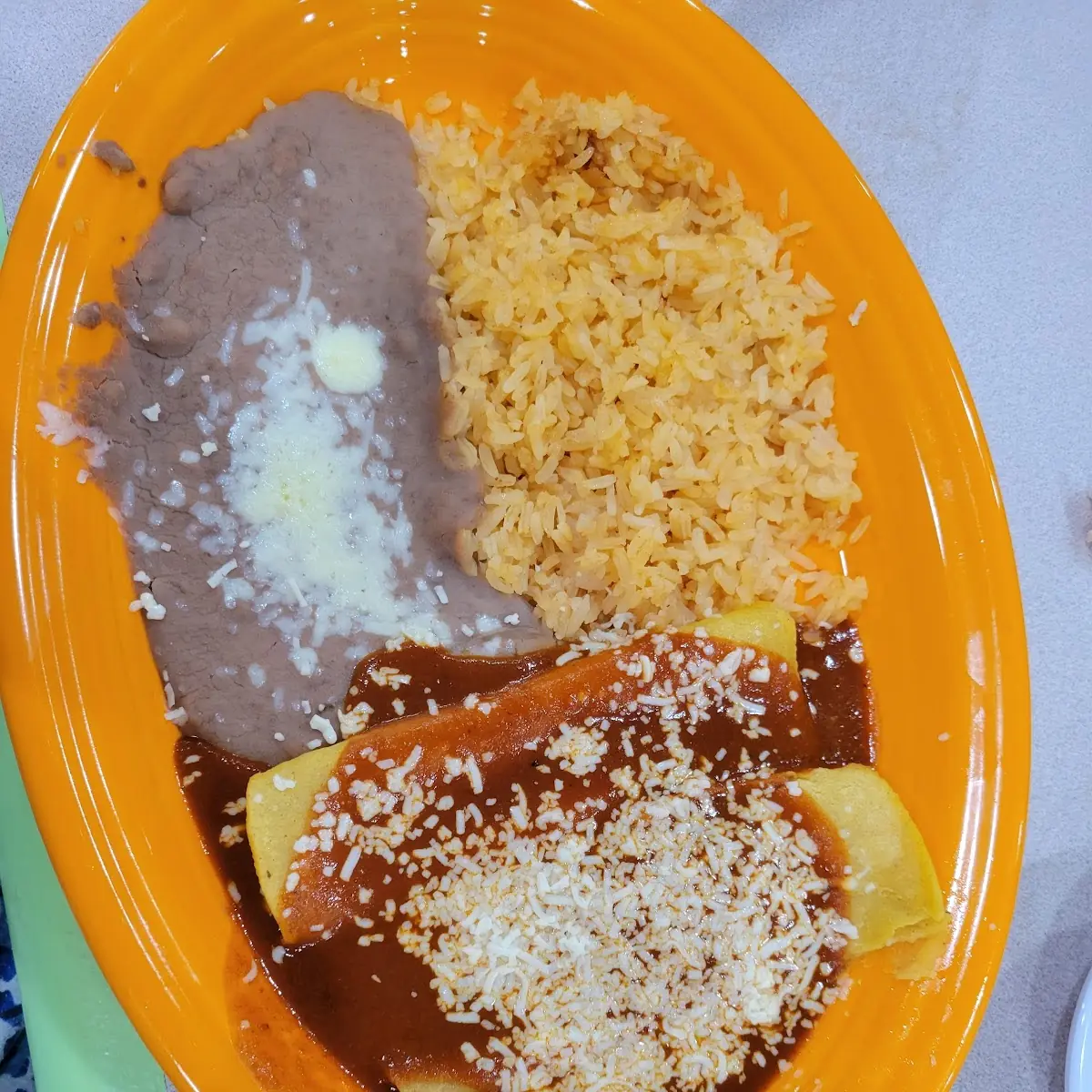 B. One Chalupa, One Cheese Enchilada, Beans and Rice
