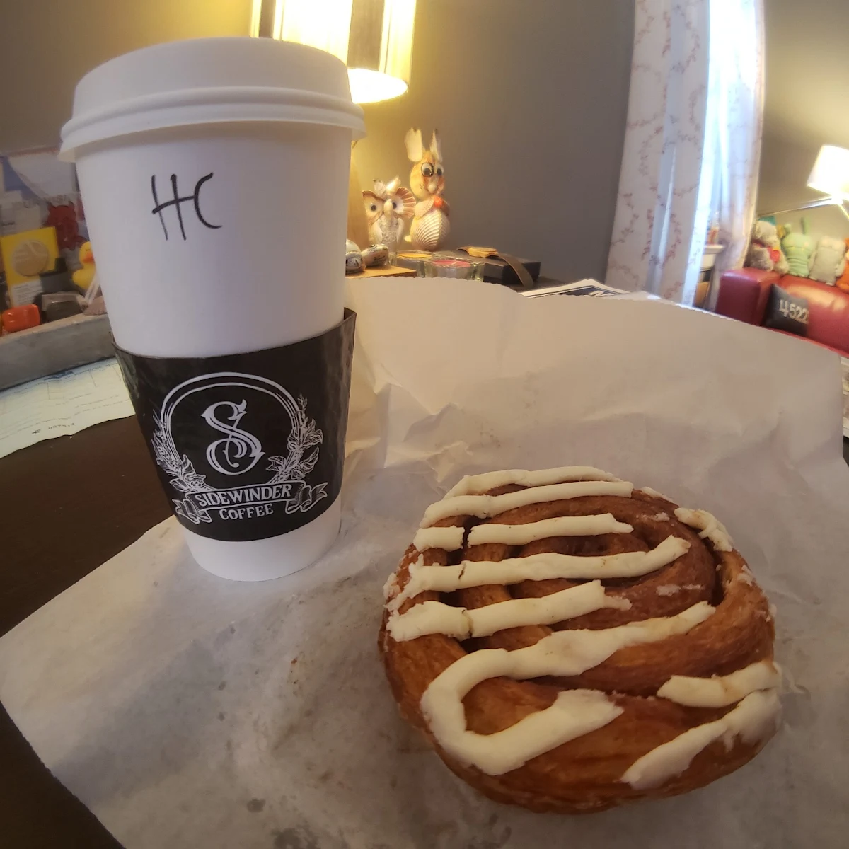 Cinnamon Roll with Hot Chocolate