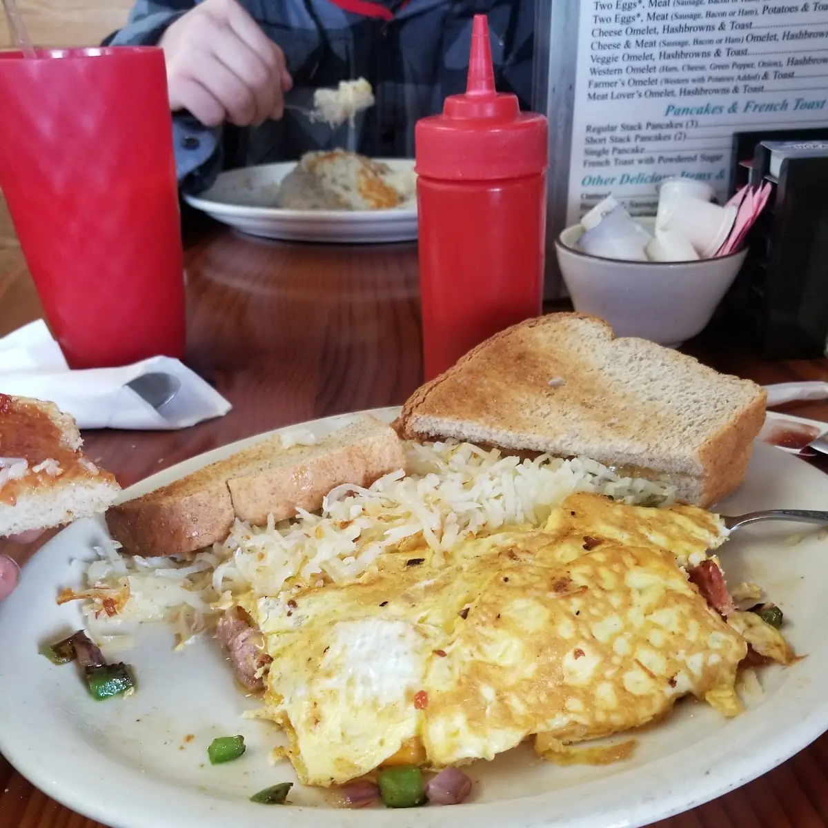 Cheese Omelet Hashbrowns & Toast