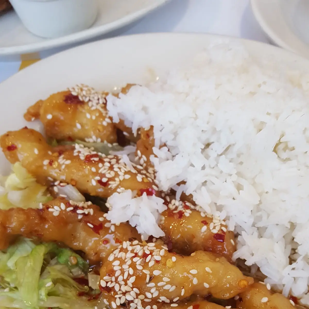 Sesame Chicken and White Rice