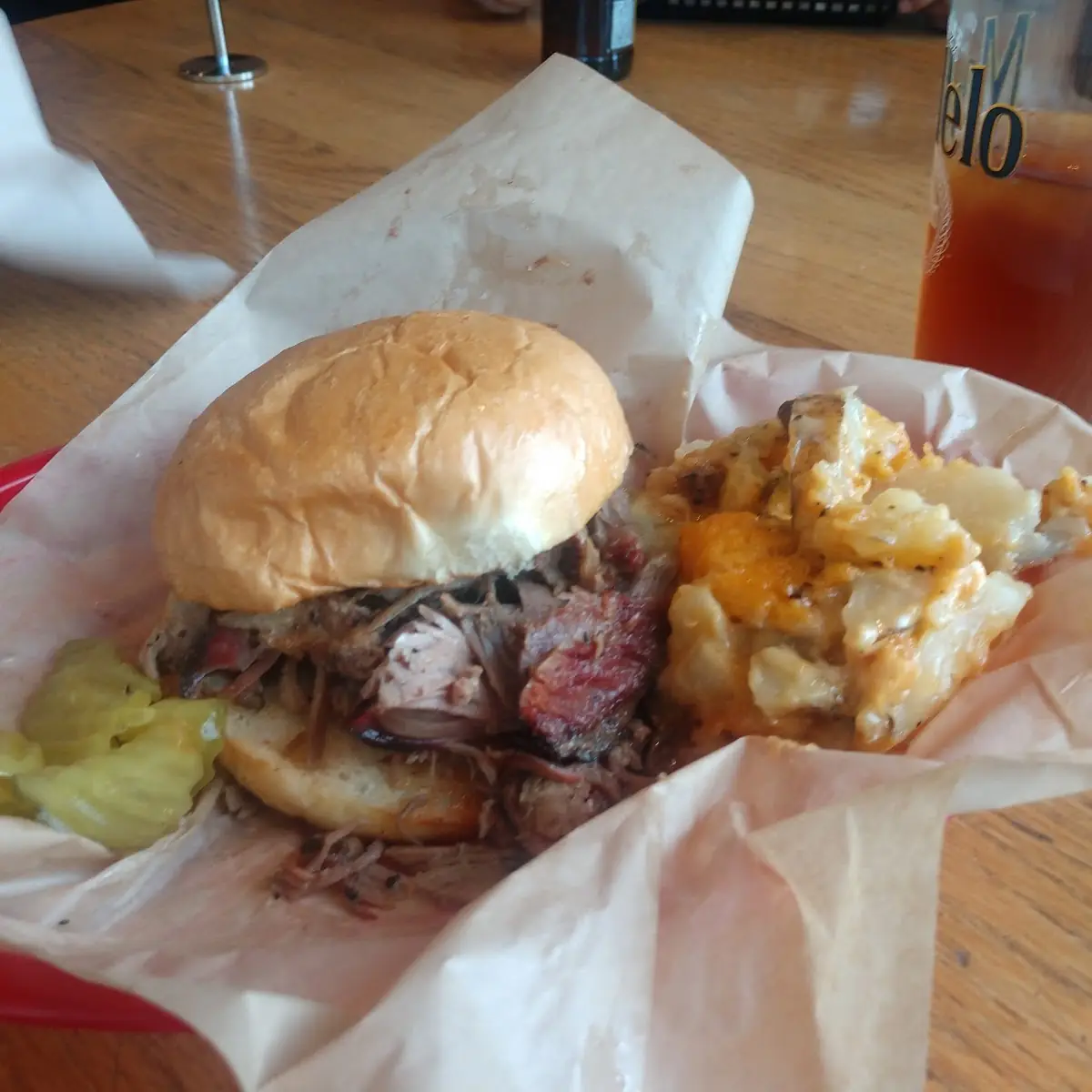 Pulled Pork Sandwich with Cheesy Potatoes