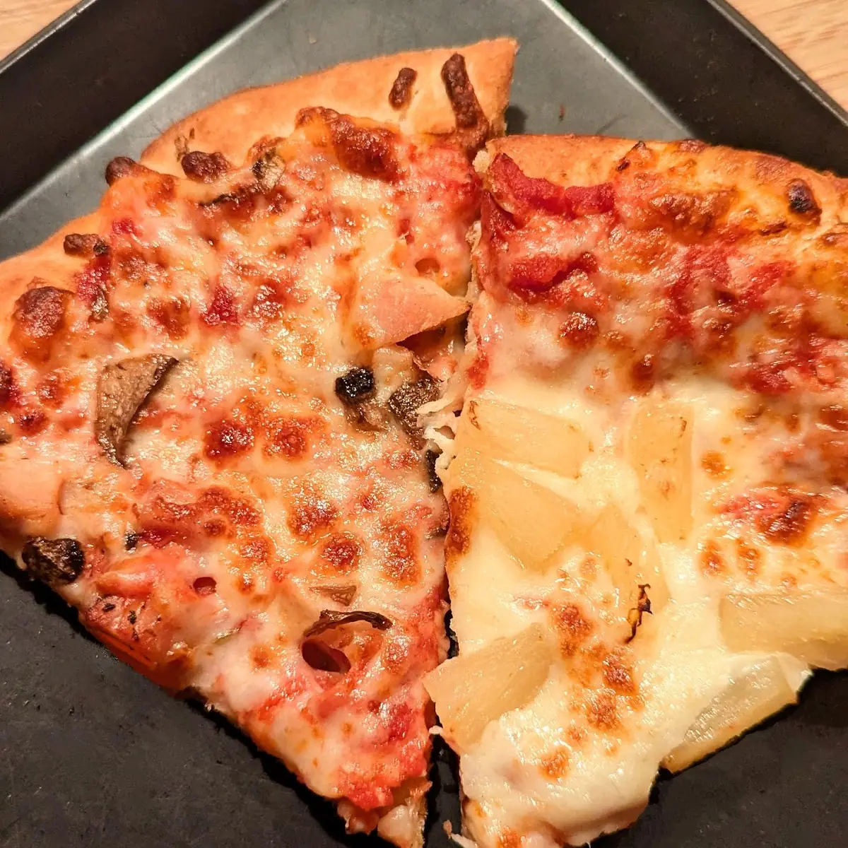 Mushroom Pizza and Pineapple Pizza