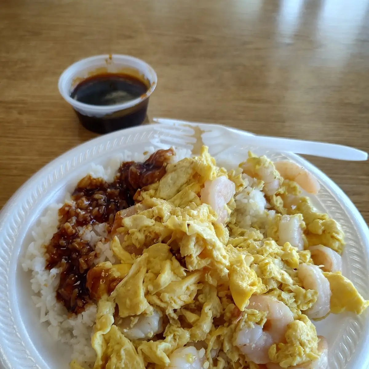 Scrambled Shrimp and White Rice