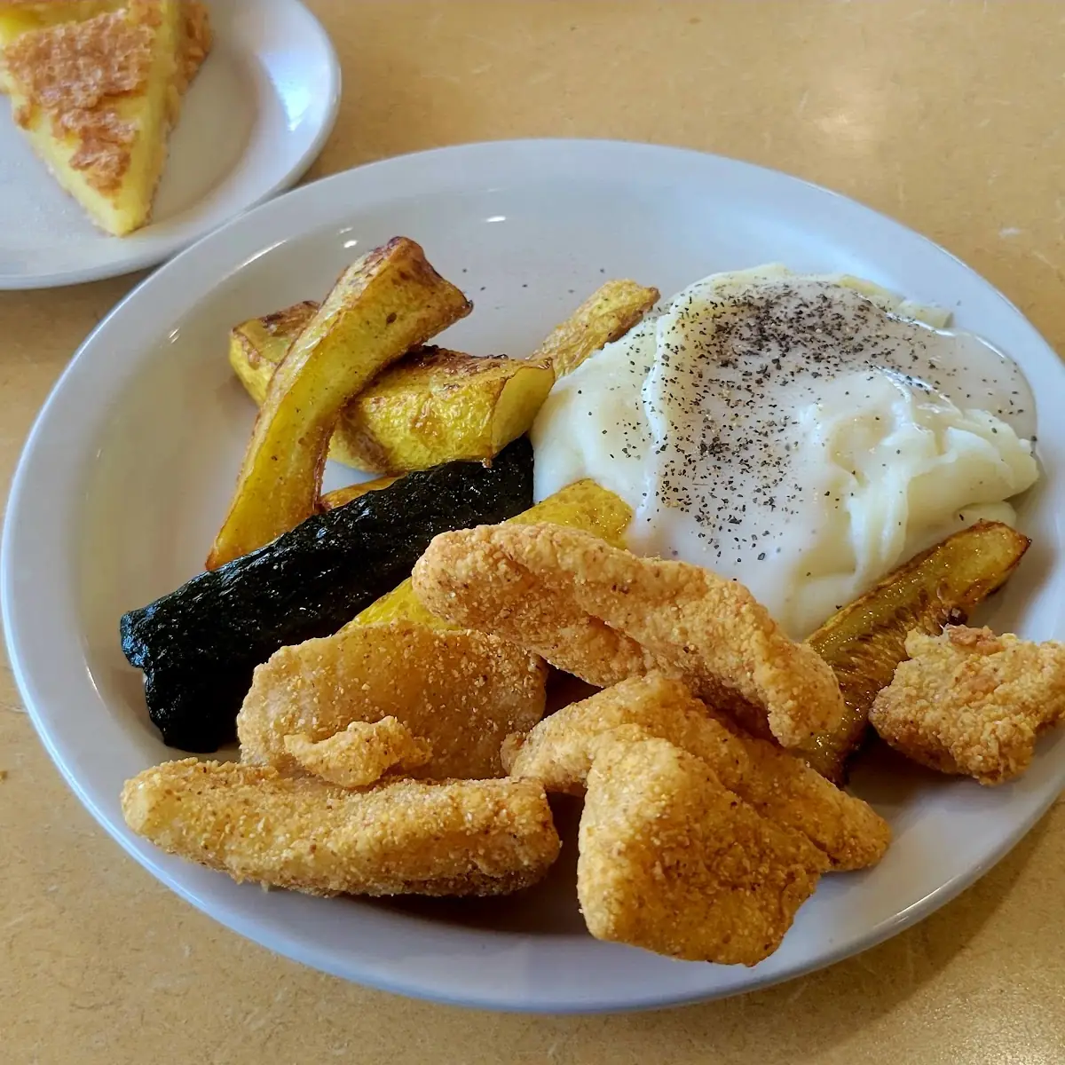 Fish Fried Squash Mashed Potatoes and Gravy