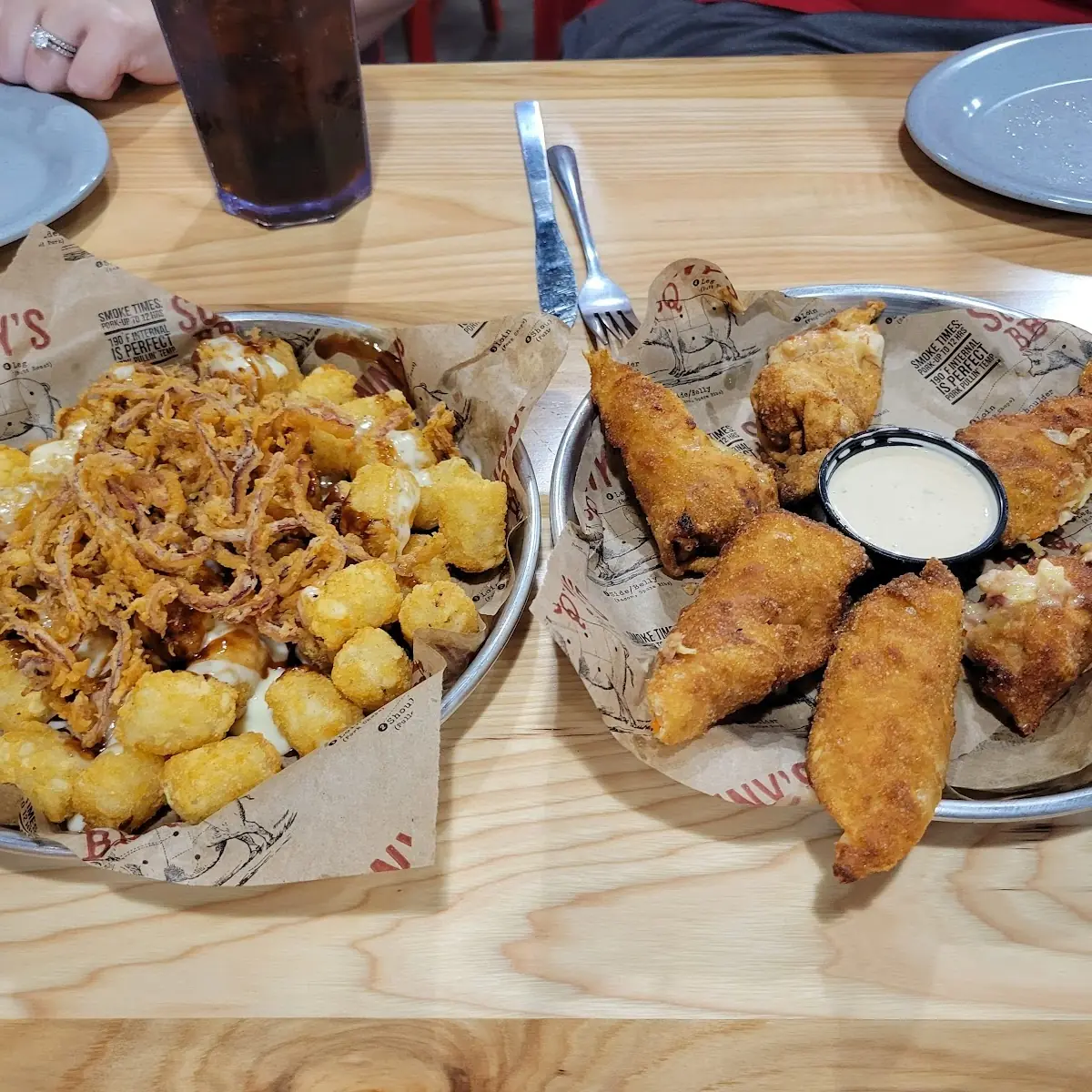 Loaded Tater Tots and Pulled Pork Egg Roll