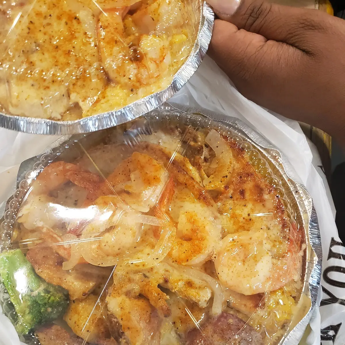Turkey Chops and Shrimp over Mash