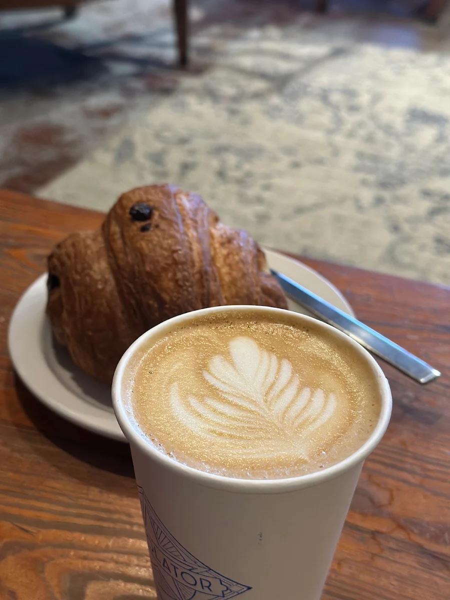 Mocha Latte and Chocolate Croissant
