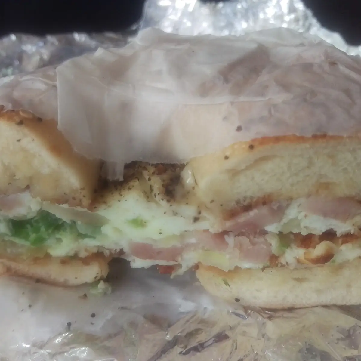 Egg White Western Omelet on Everything Bagel