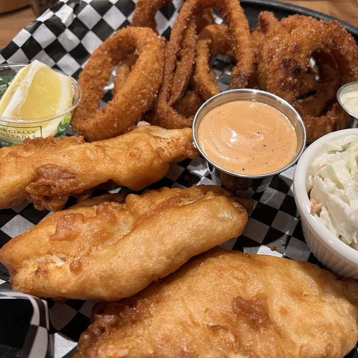 Fish and Chips with Onion Rings