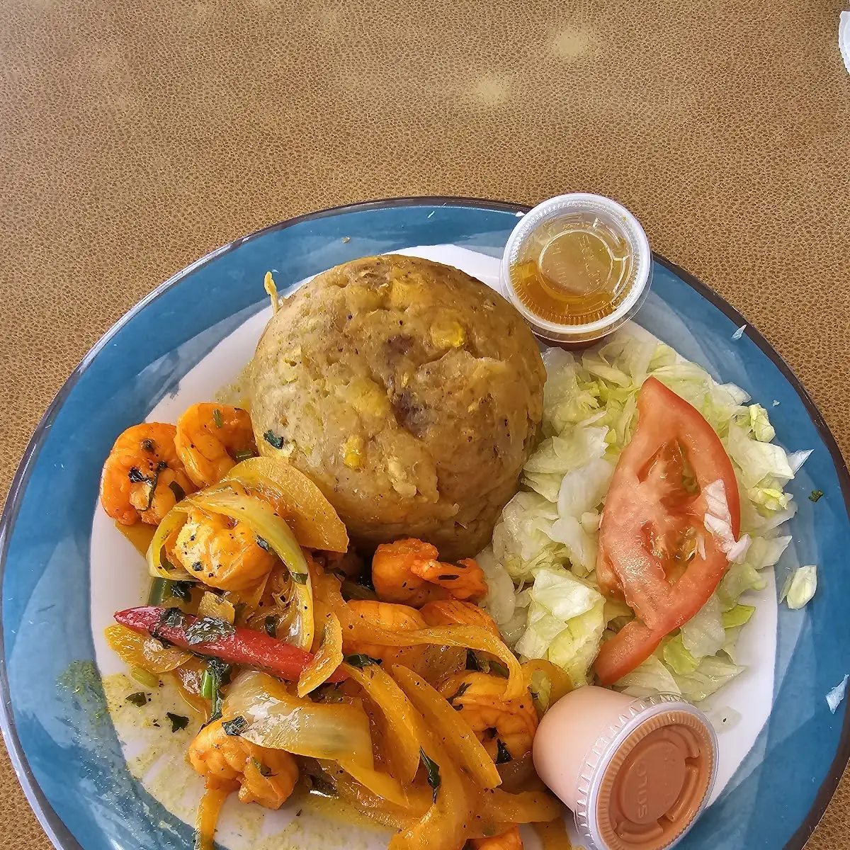 Mofongo Shrimp in Garlic Sauce