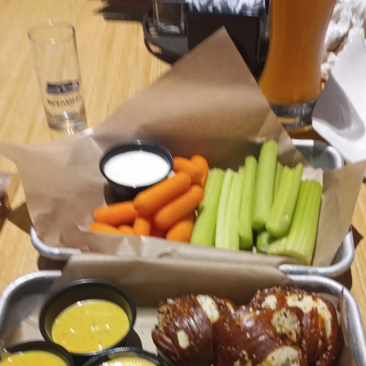 Buttered Pretzels w Honey Mustard & Cheese Sauce