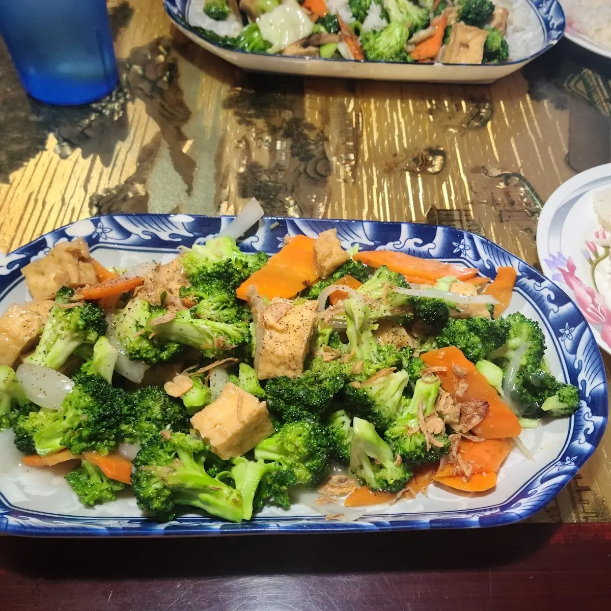 Steamed Broccoli with Tofu and Rice