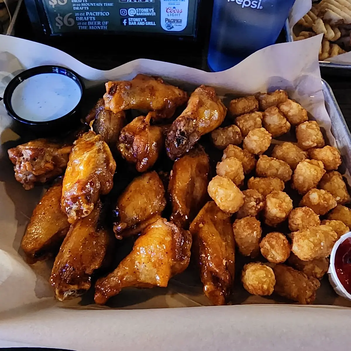 Mango Habanero Wings and Tots