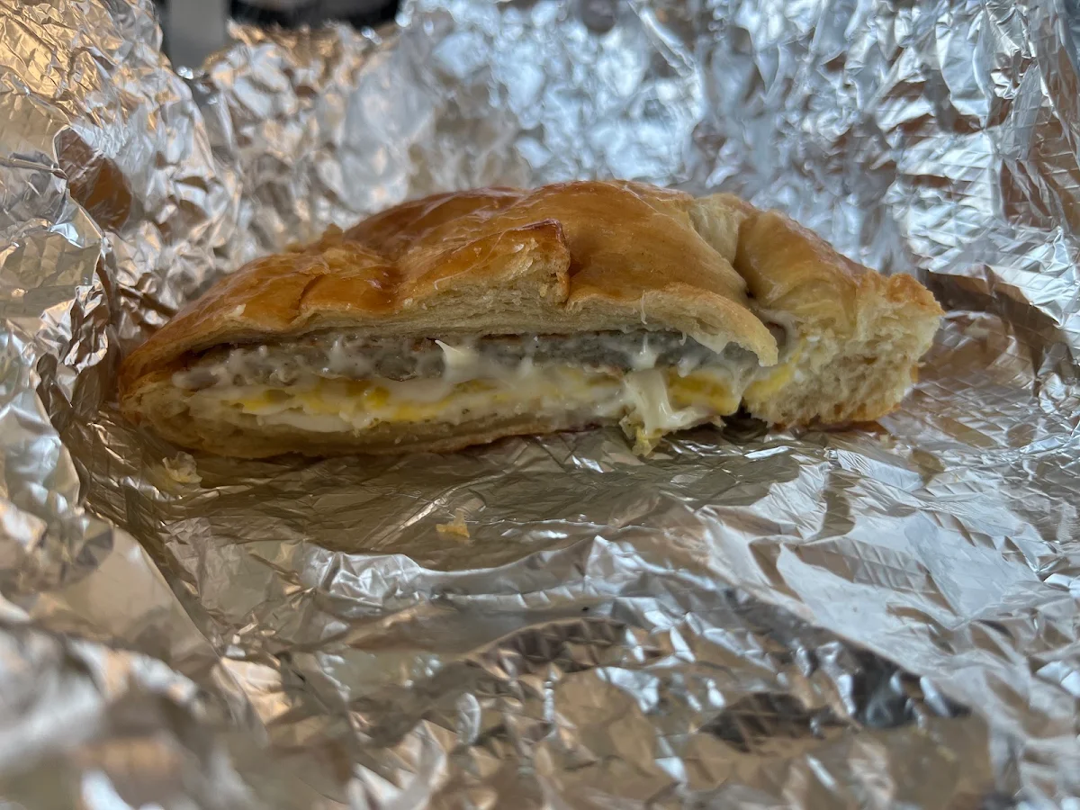 Chicken Sausage Egg and Cheese on a Croissant