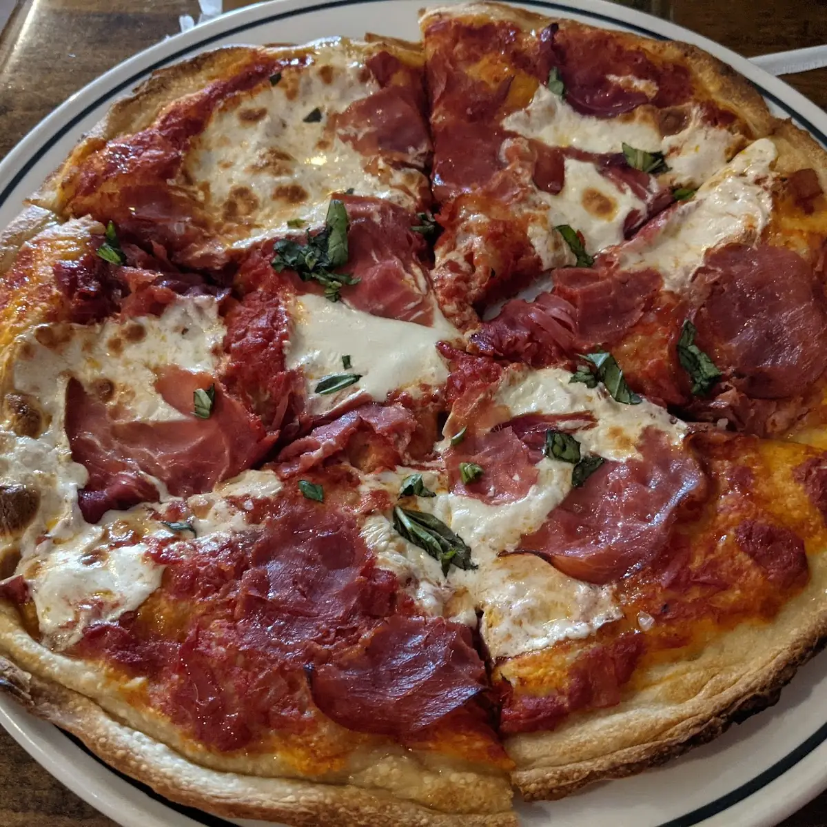 Pizza Margherita with Prosciutto