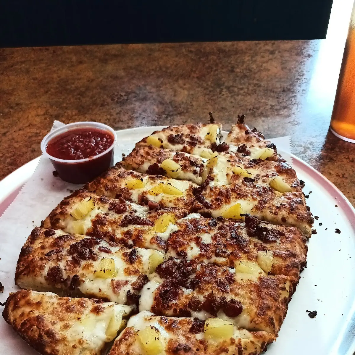 Cheese Bread with Ham Bacon and Pineapple