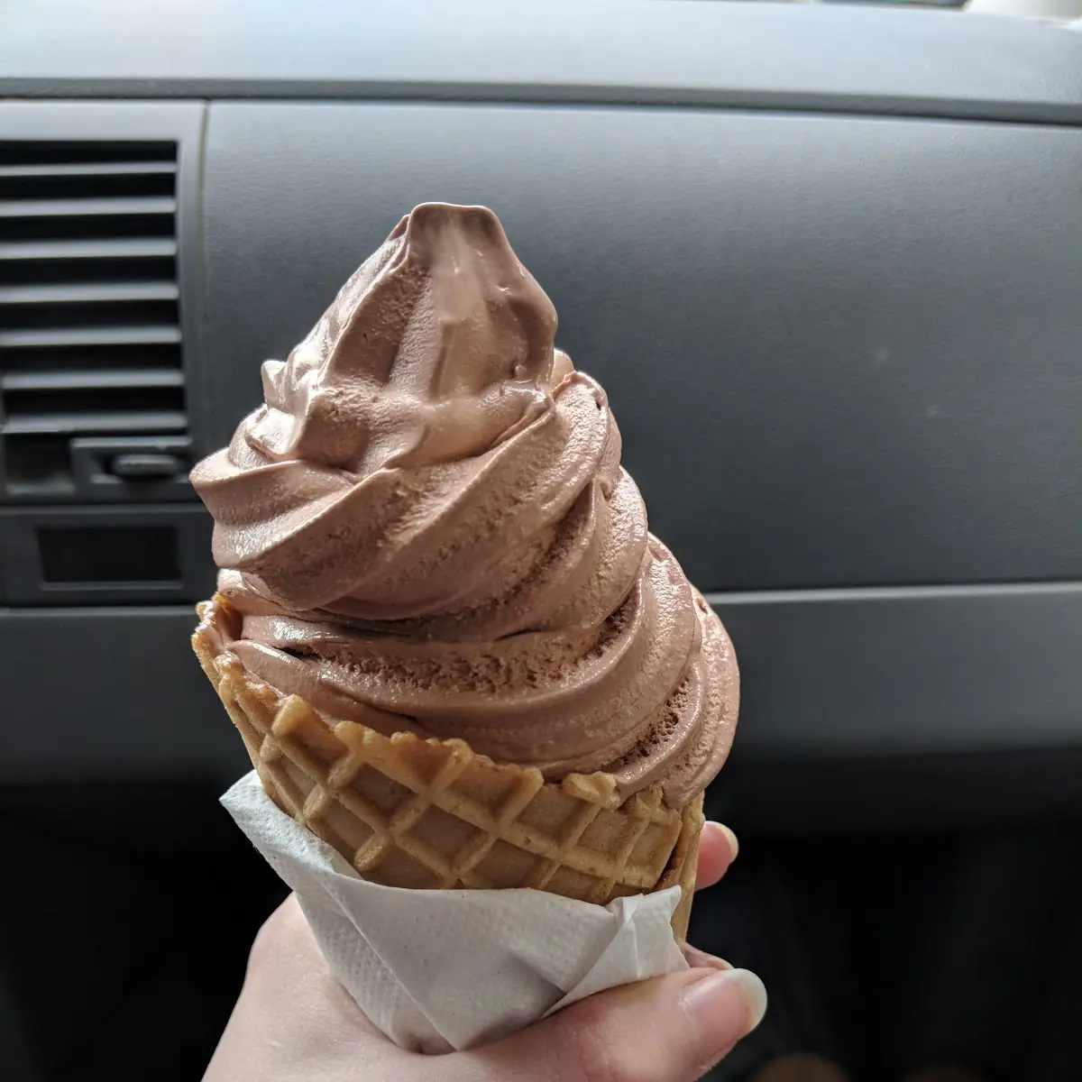 Chocolate Soft Serve Waffle Cone