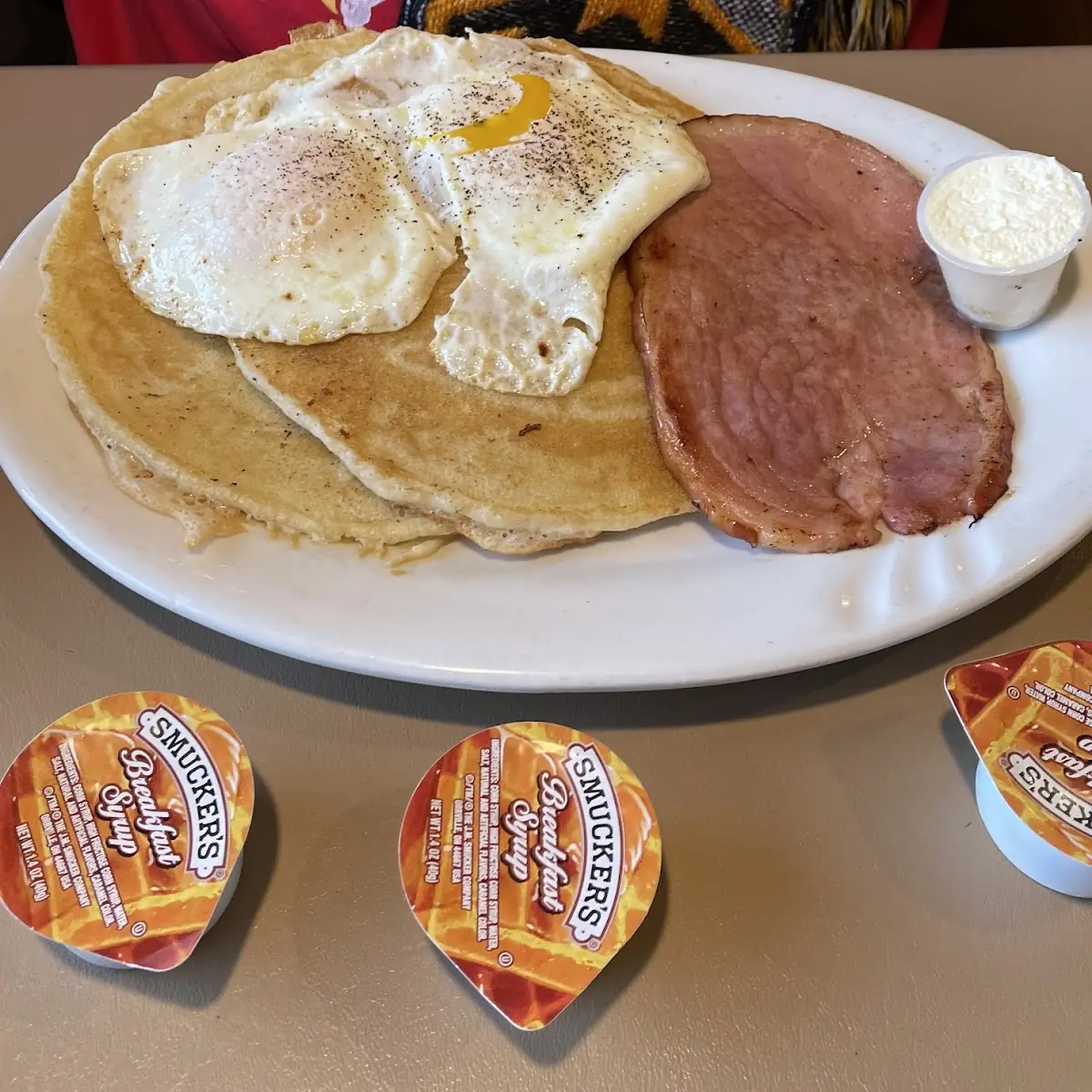 Pancakes and Ham and Eggs