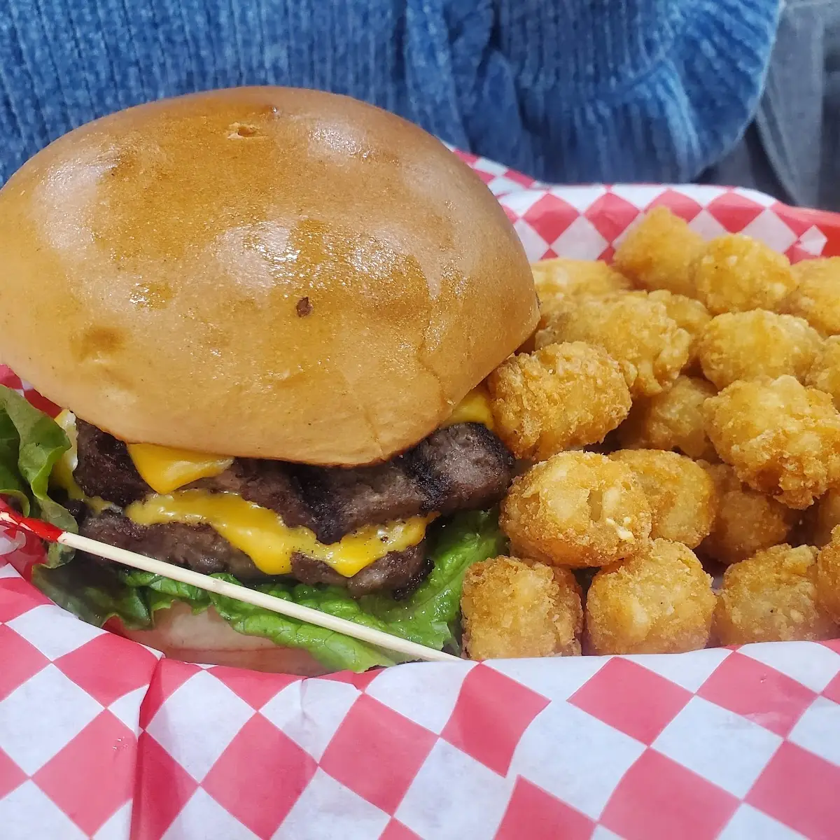 Bacon Burger and Tater Tots