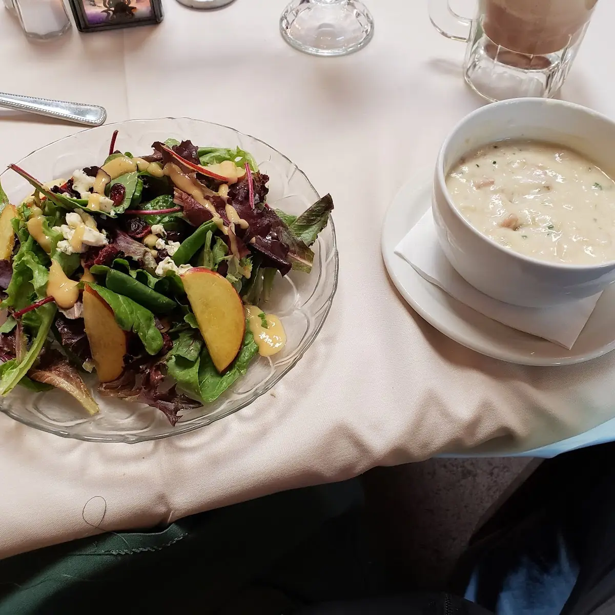 Nectarine Salad and Clam Chowder