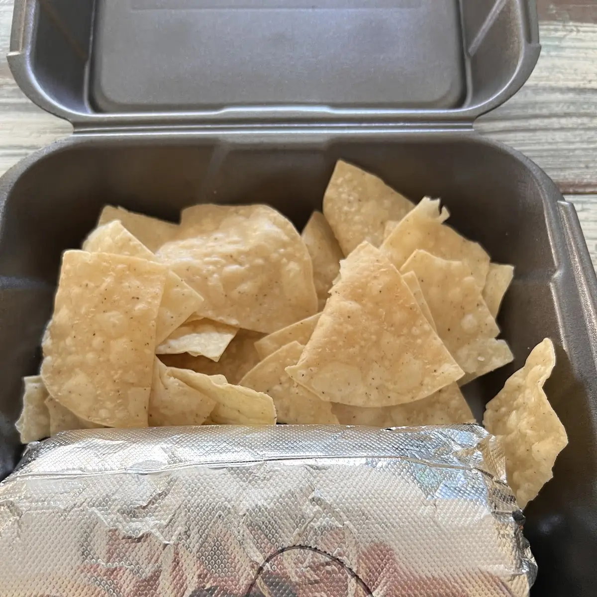 Chicken Burrito and Chips