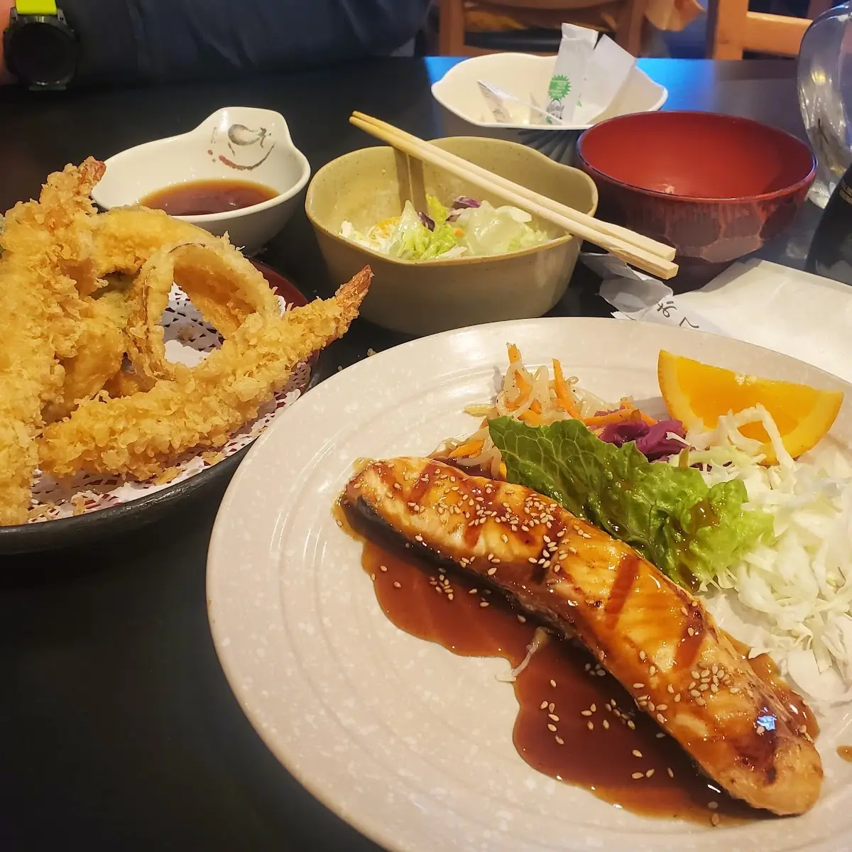 Salmon and Tempura Shrimp