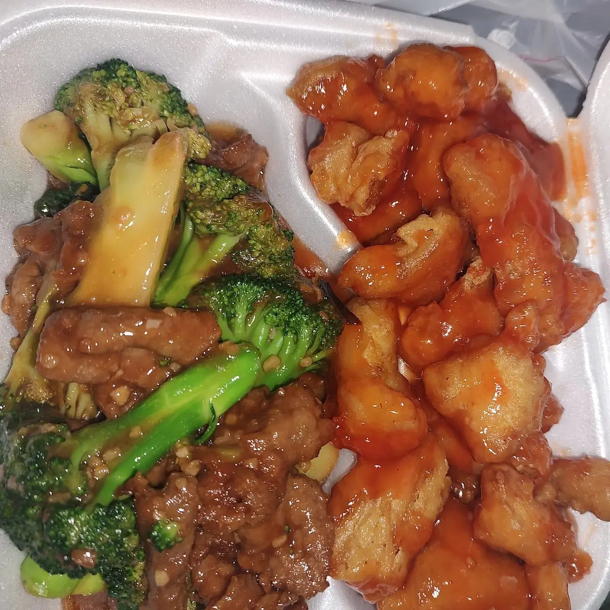 Broccoli and Beef and Sweet and Sour Pork