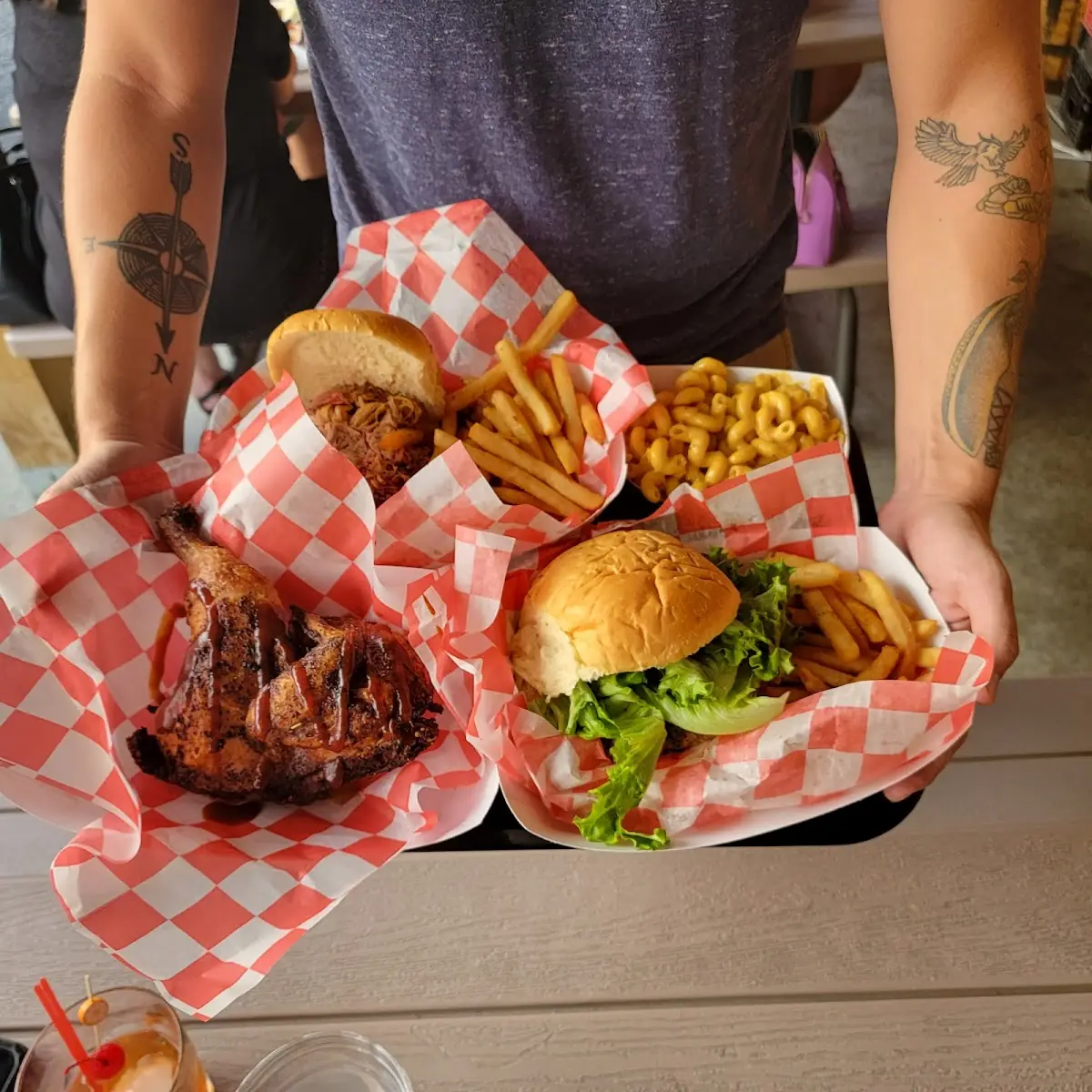 1 2 Chicken Burger Pulled Pork Sandwich